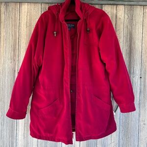 London Fog Crimson Hooded Coat